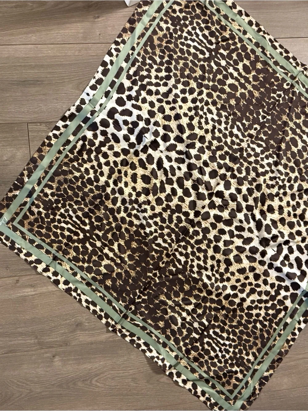 Echo Leopard Print Throw with Sage Trim